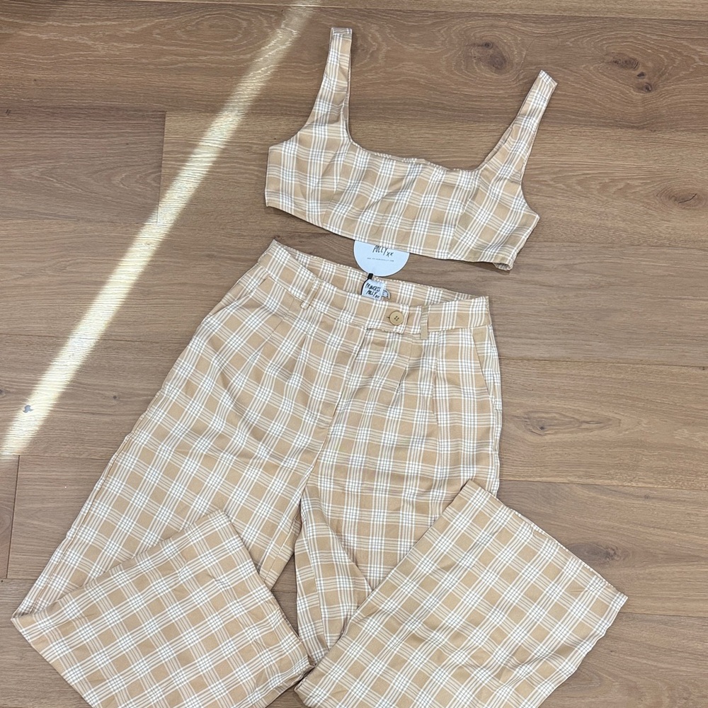 Princess Polly Beige Plaid Two Piece Set 🤎🤎